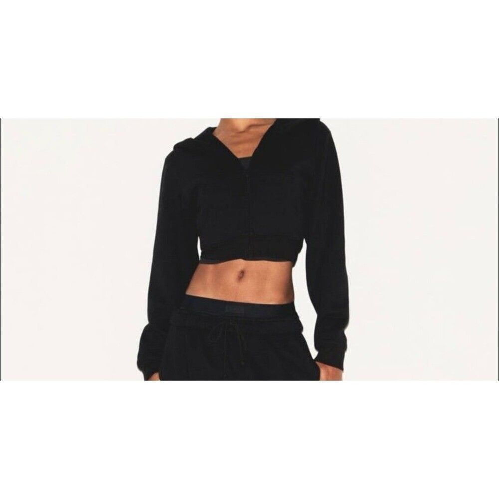 Skims Cropped zip up hoodie Onyx